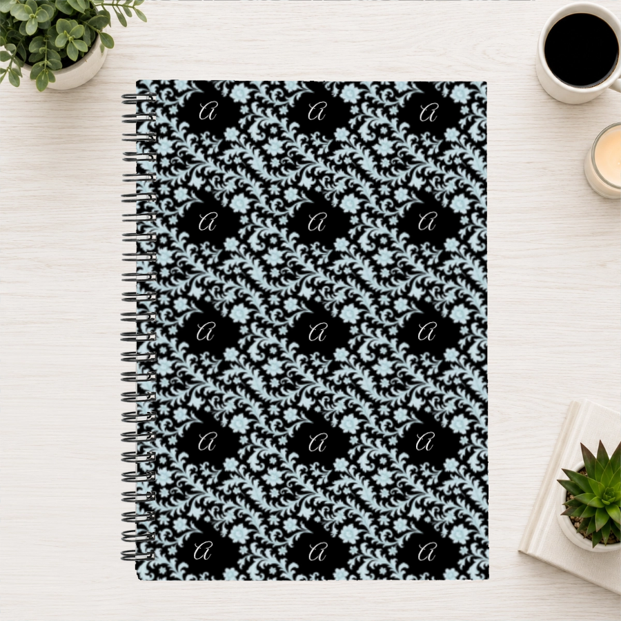 Monogram Azure Baroque Personalized 6"x8" Spiral Bound Notebook