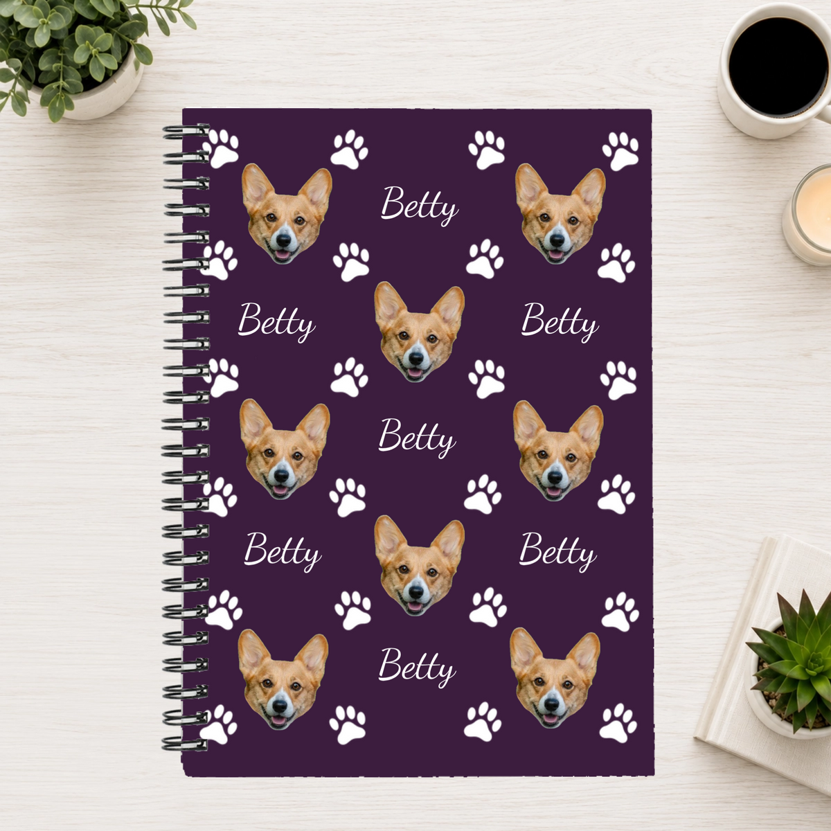 Pawfectly Yours Dog Paw Print Personalized 6"x8" Spiral Notebook