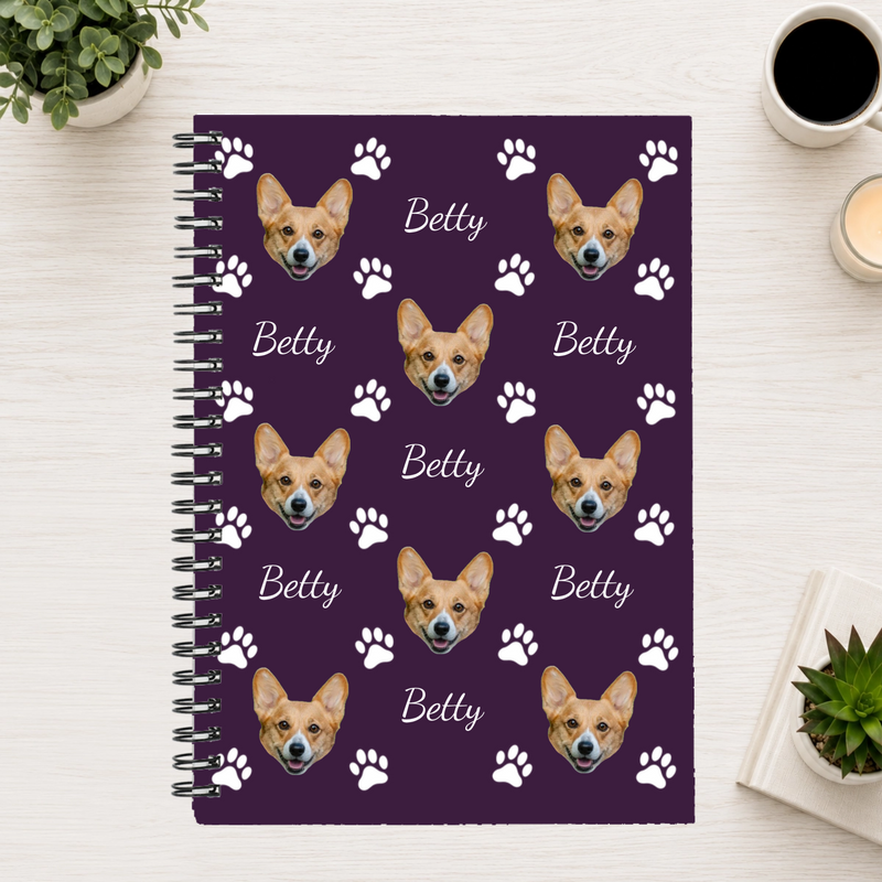 Pawfectly Yours Dog Paw Print Personalized 6"x8" Spiral Notebook