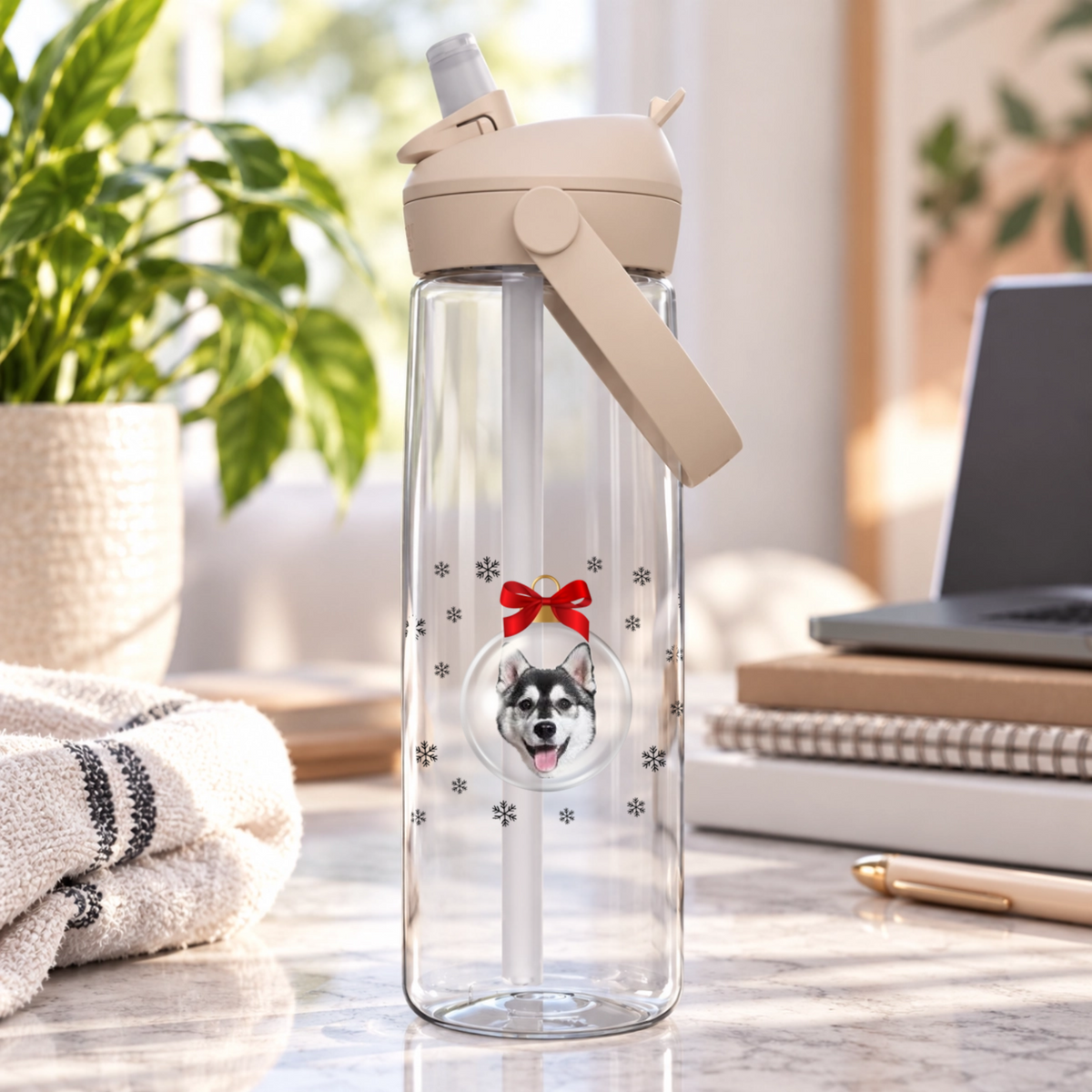 Merry & Bright Baubles Personalized Dog CamelBak Thrive™ 25 oz Flip Straw Bottle with Tritan™ Renew