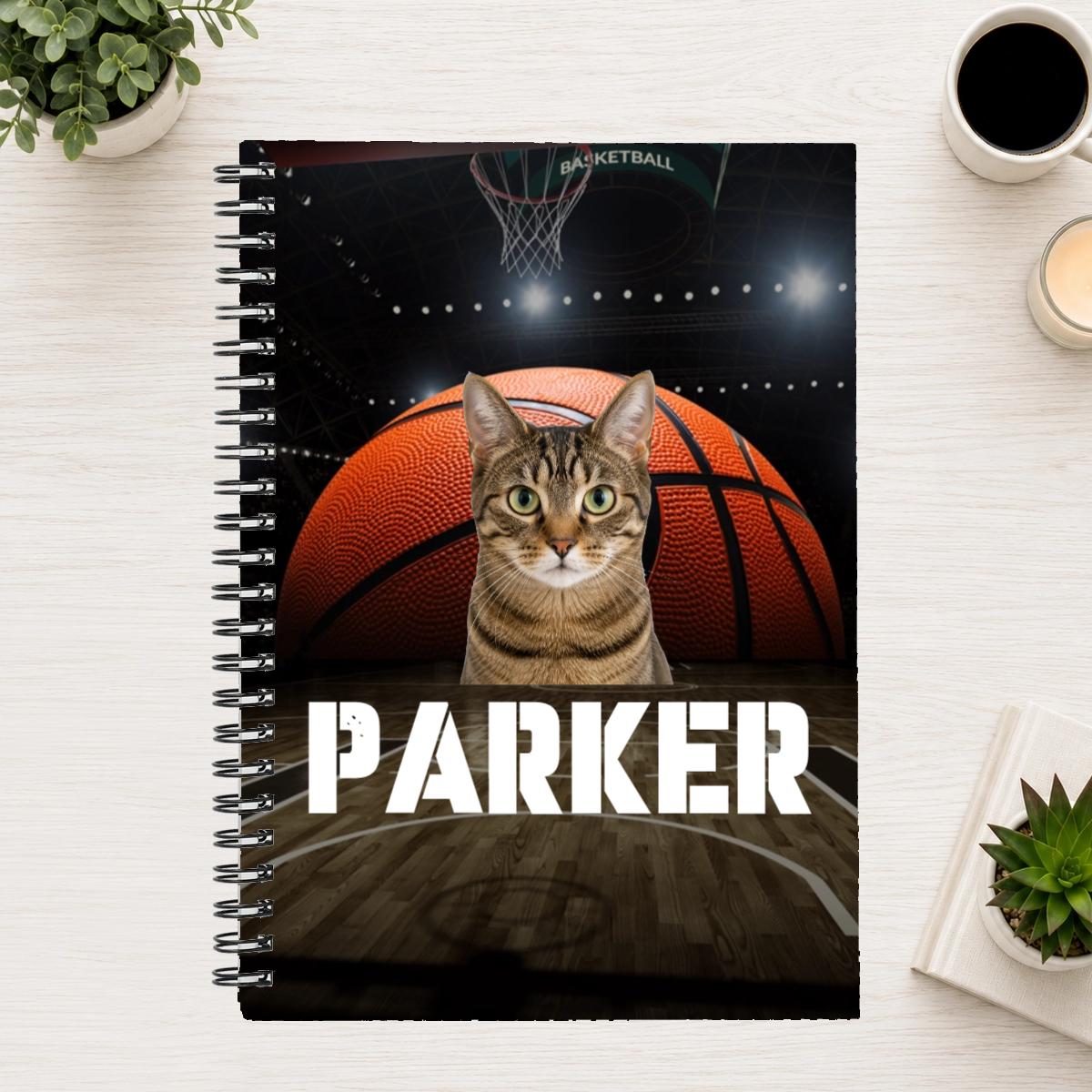 Center Court Personalized Cat 6"x8" Spiral Bound Notebook