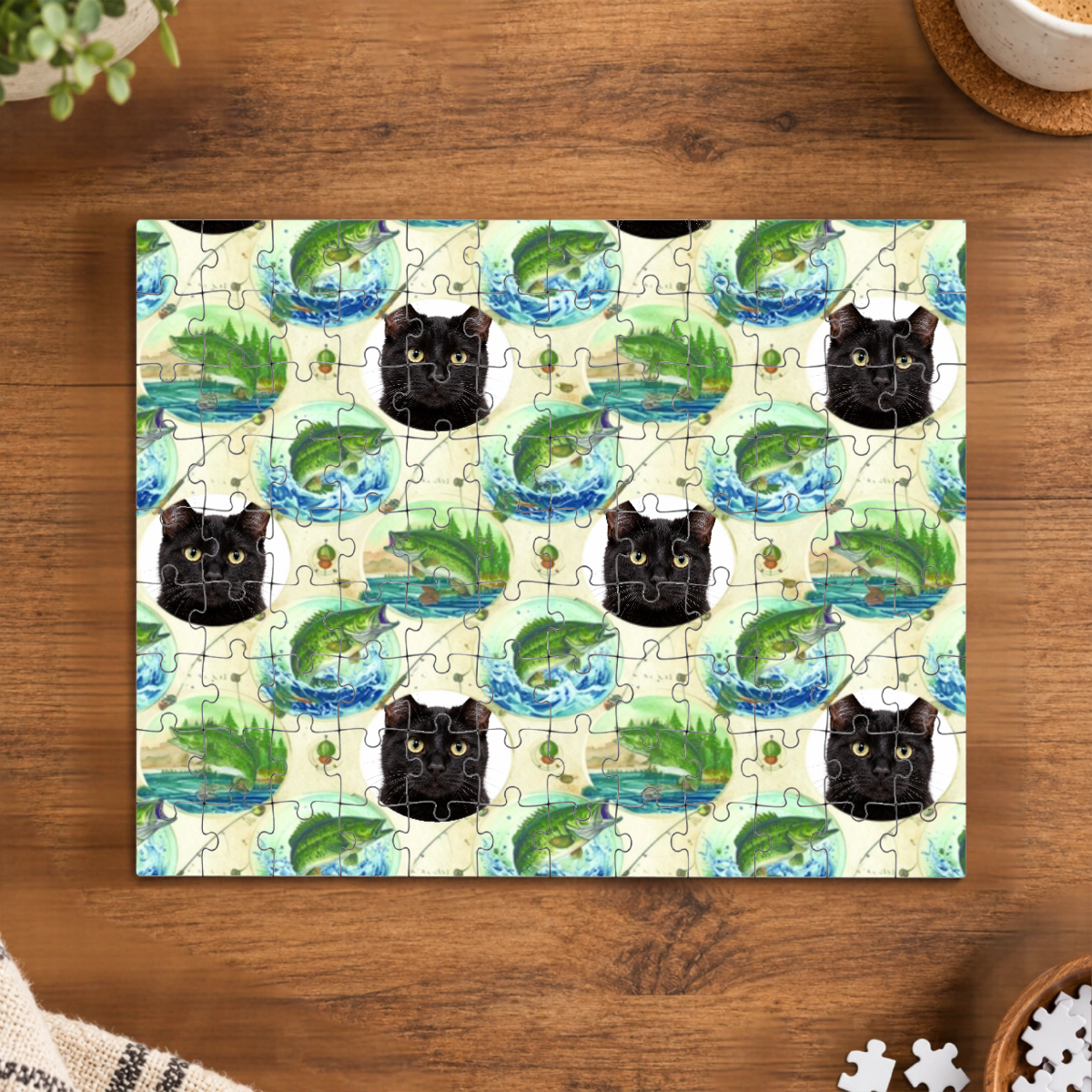 Fresh Water Action Personalized Cat Puzzle