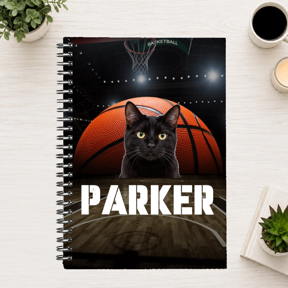 Center Court Personalized Cat 6"x8" Spiral Bound Notebook
