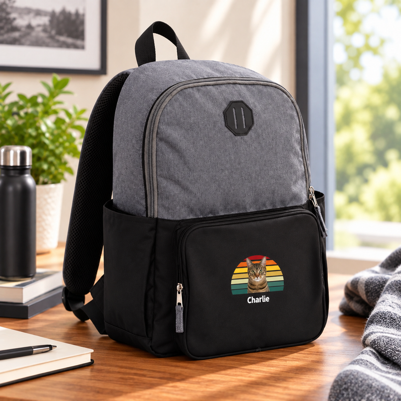 Happy Trails Personalized Cat Paired Recycled 15" Laptop Backpack