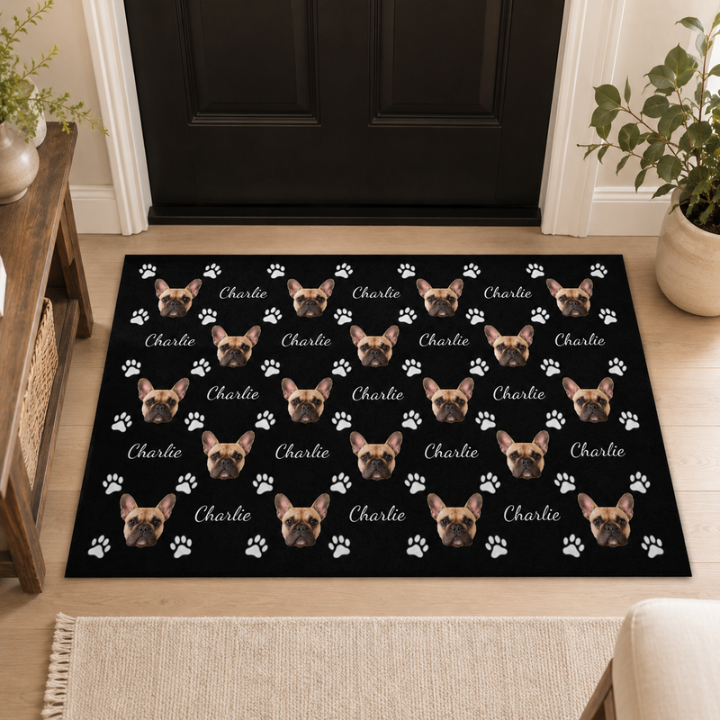 Pawfectly Yours Dog Paw Print Personalized Washable Rug