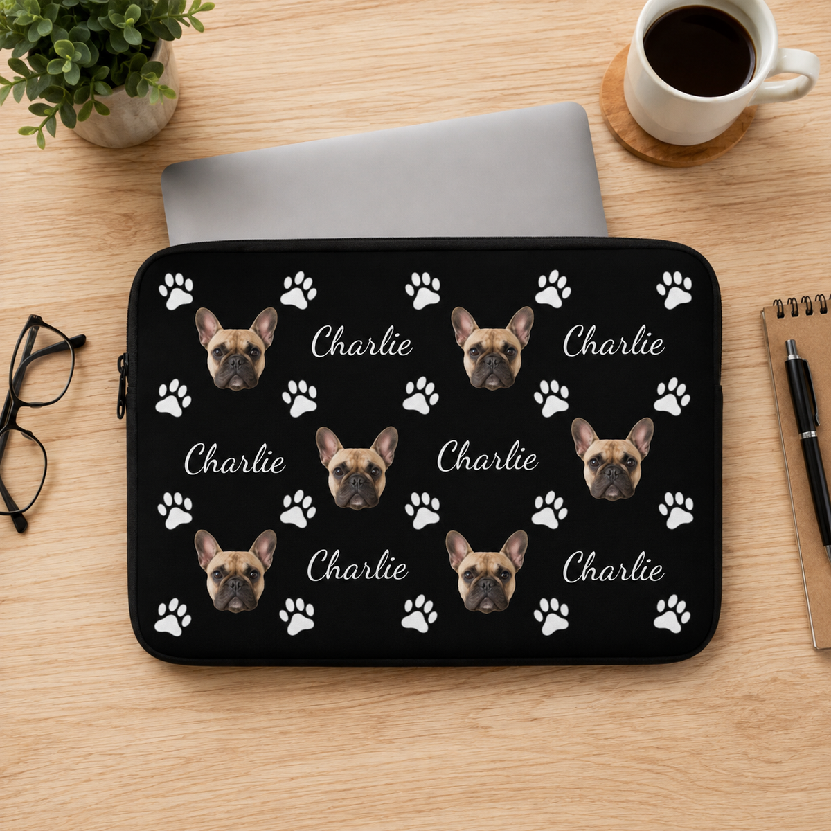 Pawfectly Yours Dog Paw Print Personalized Laptop Sleeve