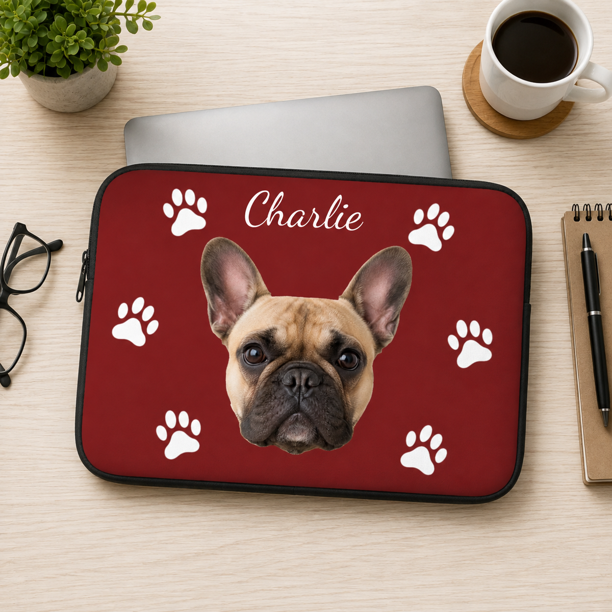 Pawfectly Yours Dog Paw Print Personalized Laptop Sleeve