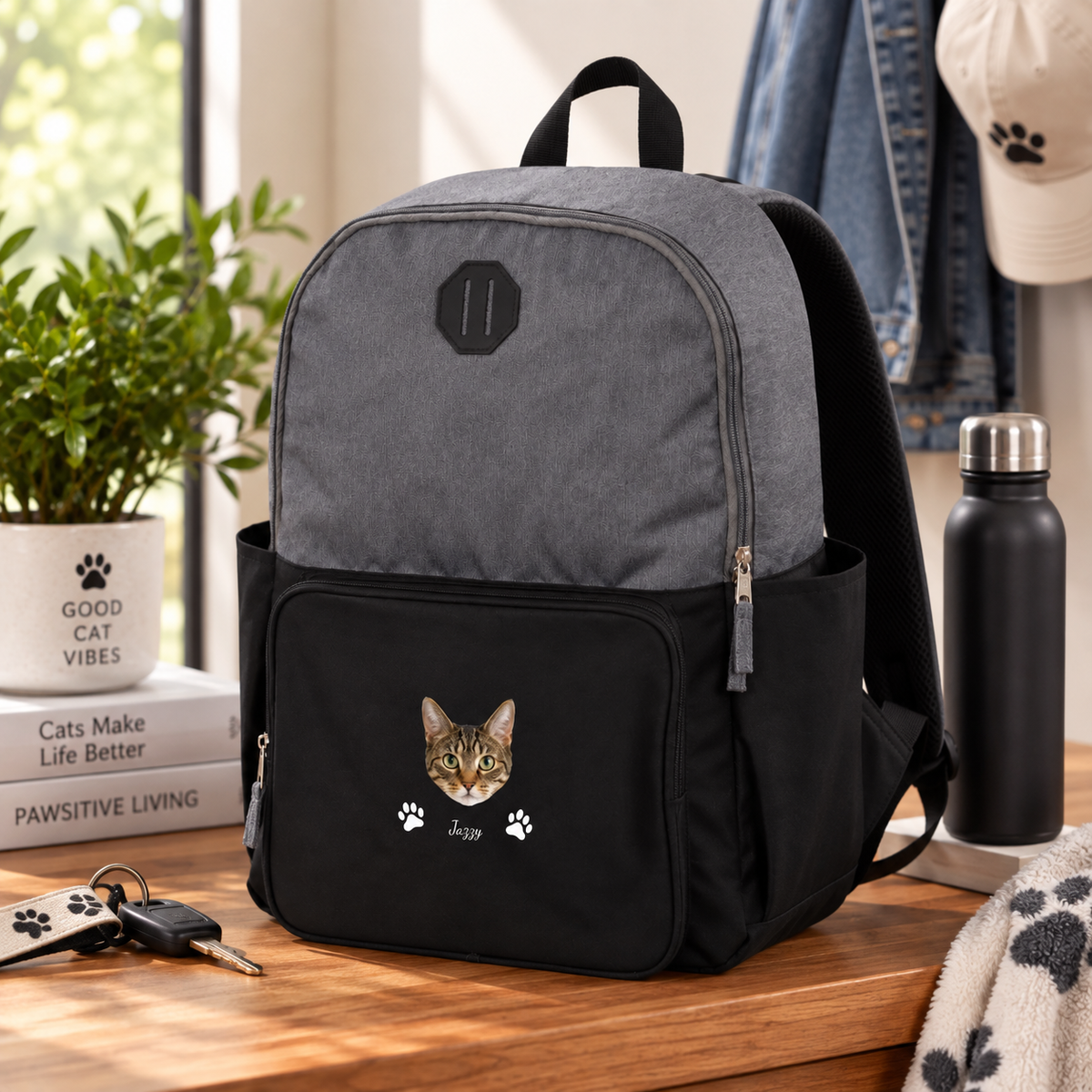 Pawfectly Yours Cat Paw Print Personalized Paired Recycled 15" Laptop Backpack