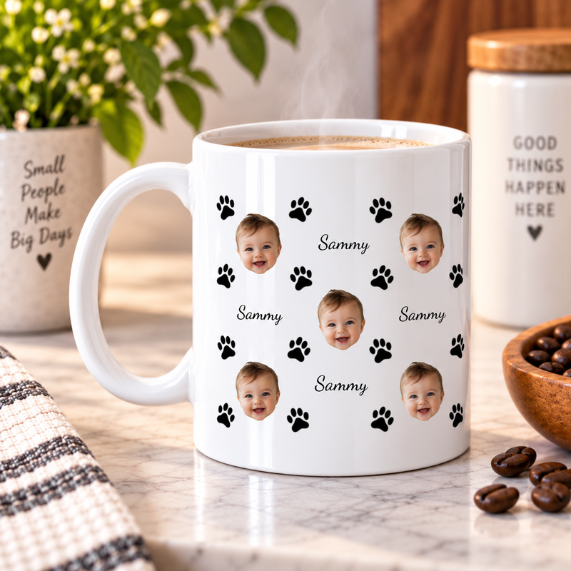 Pawfectly Yours Paw Print Personalized White Ceramic Mug