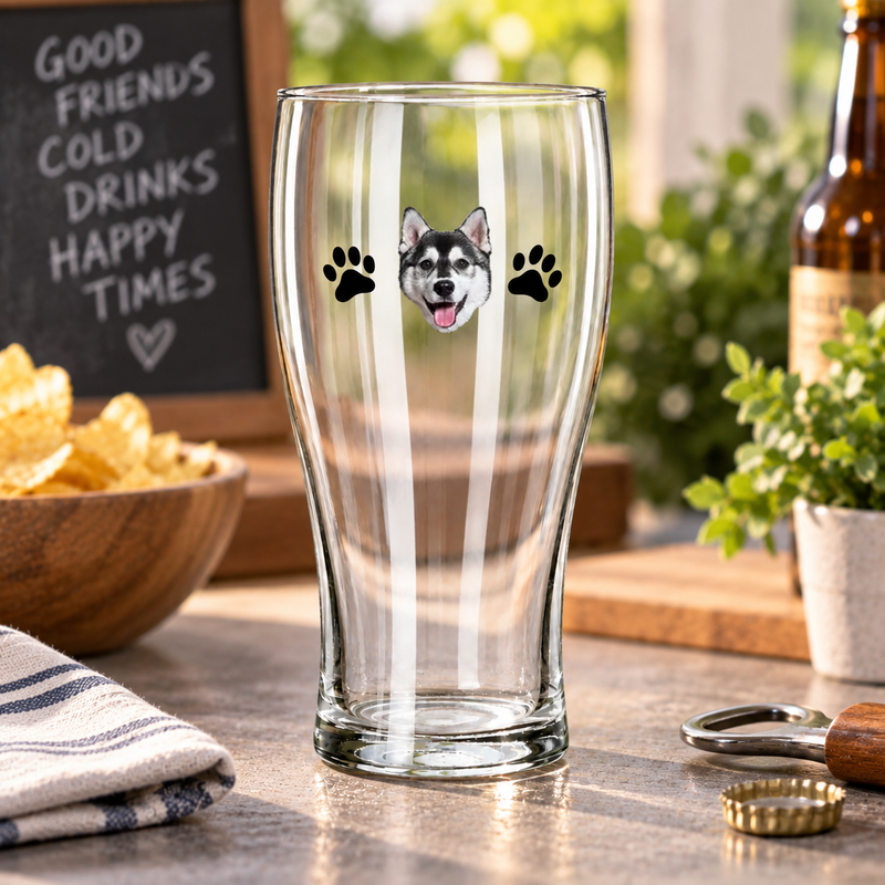 Pawfectly Yours Dog Paw Print Personalized Libbey 16 oz Pub Glass