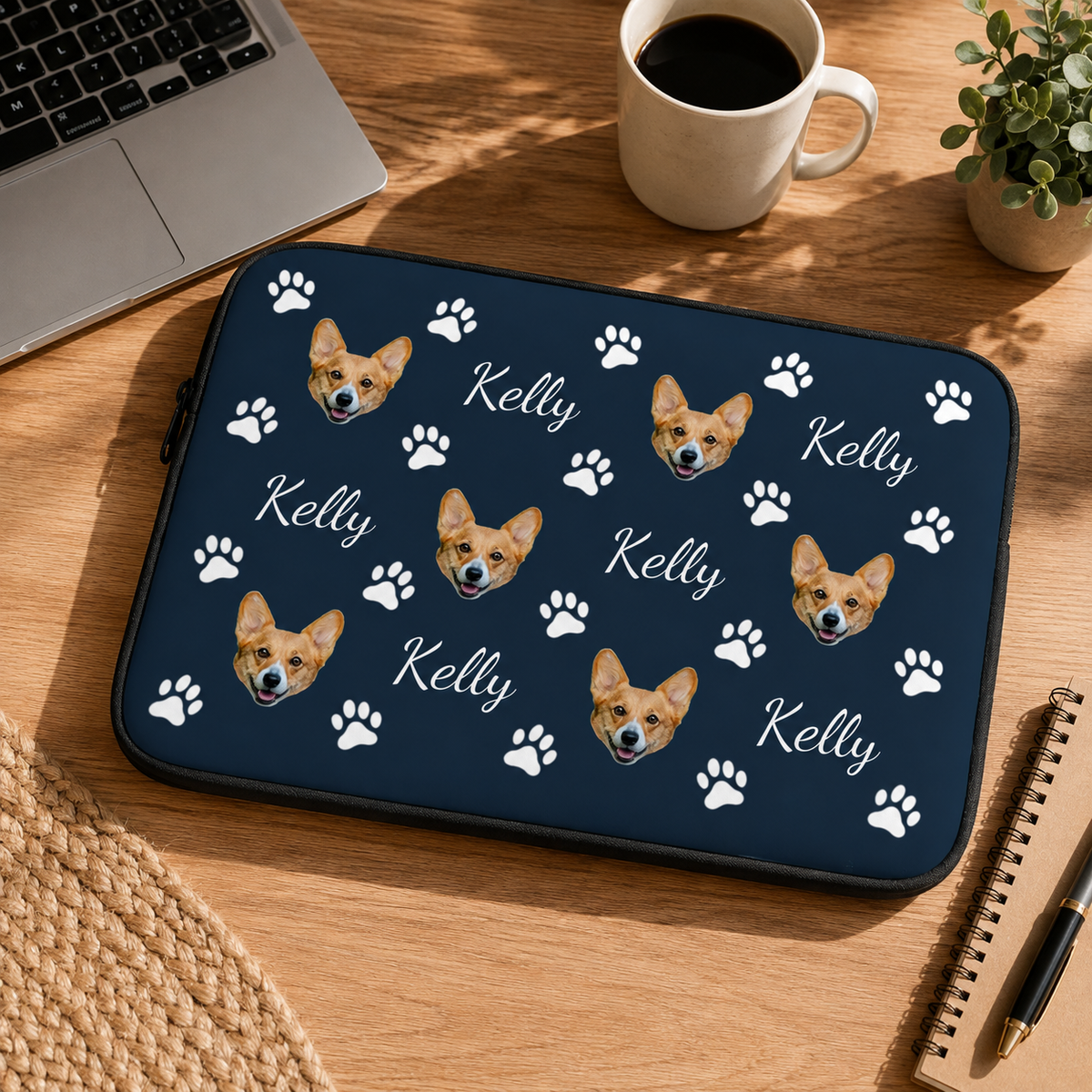 Pawfectly Yours Dog Paw Print Personalized Laptop Sleeve