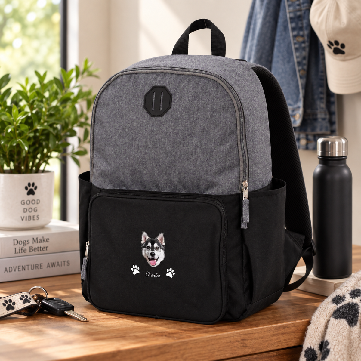 Pawfectly Yours Dog Paw Print Personalized Paired Recycled 15" Laptop Backpack