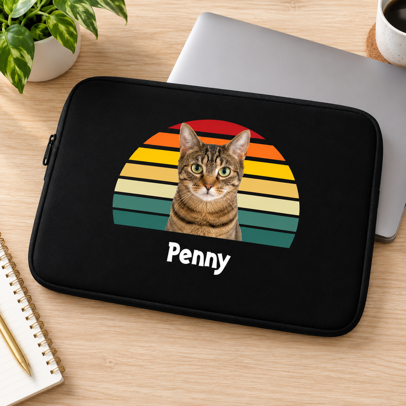 Happy Trails Personalized Cat Laptop Sleeve