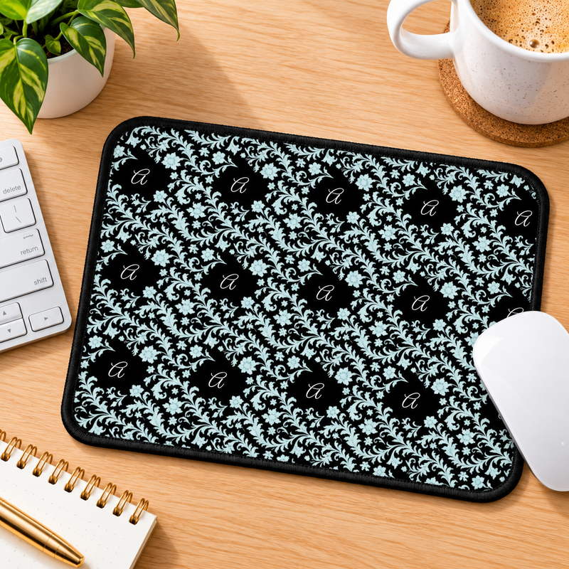 Monogram Azure Baroque Personalized Mouse Pad