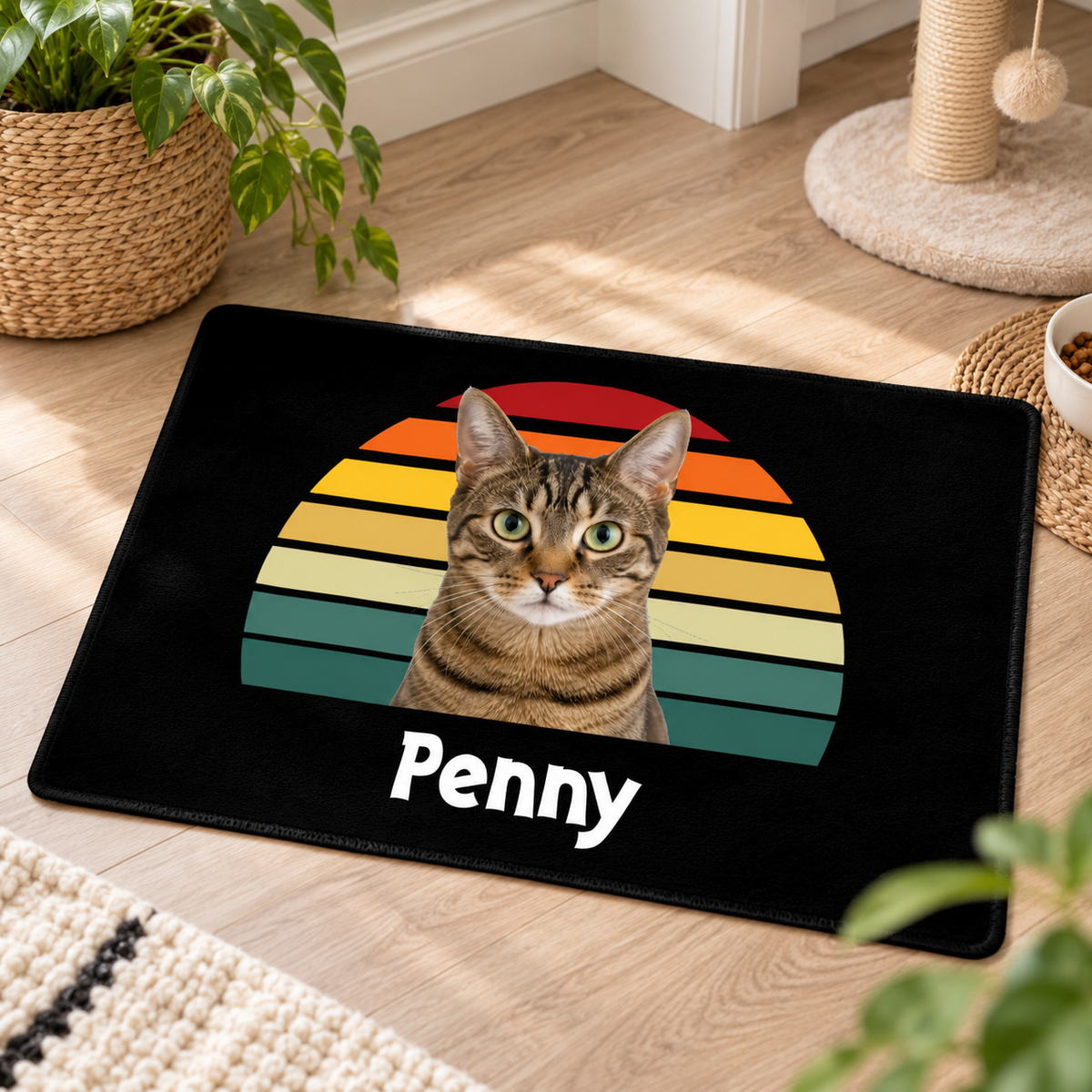 Happy Trails Personalized Cat Washable Rug