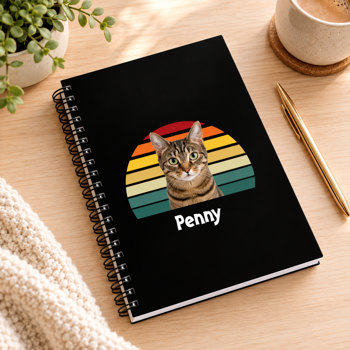 Happy Trails Personalized Cat 6"x8" Spiral Bound Notebook