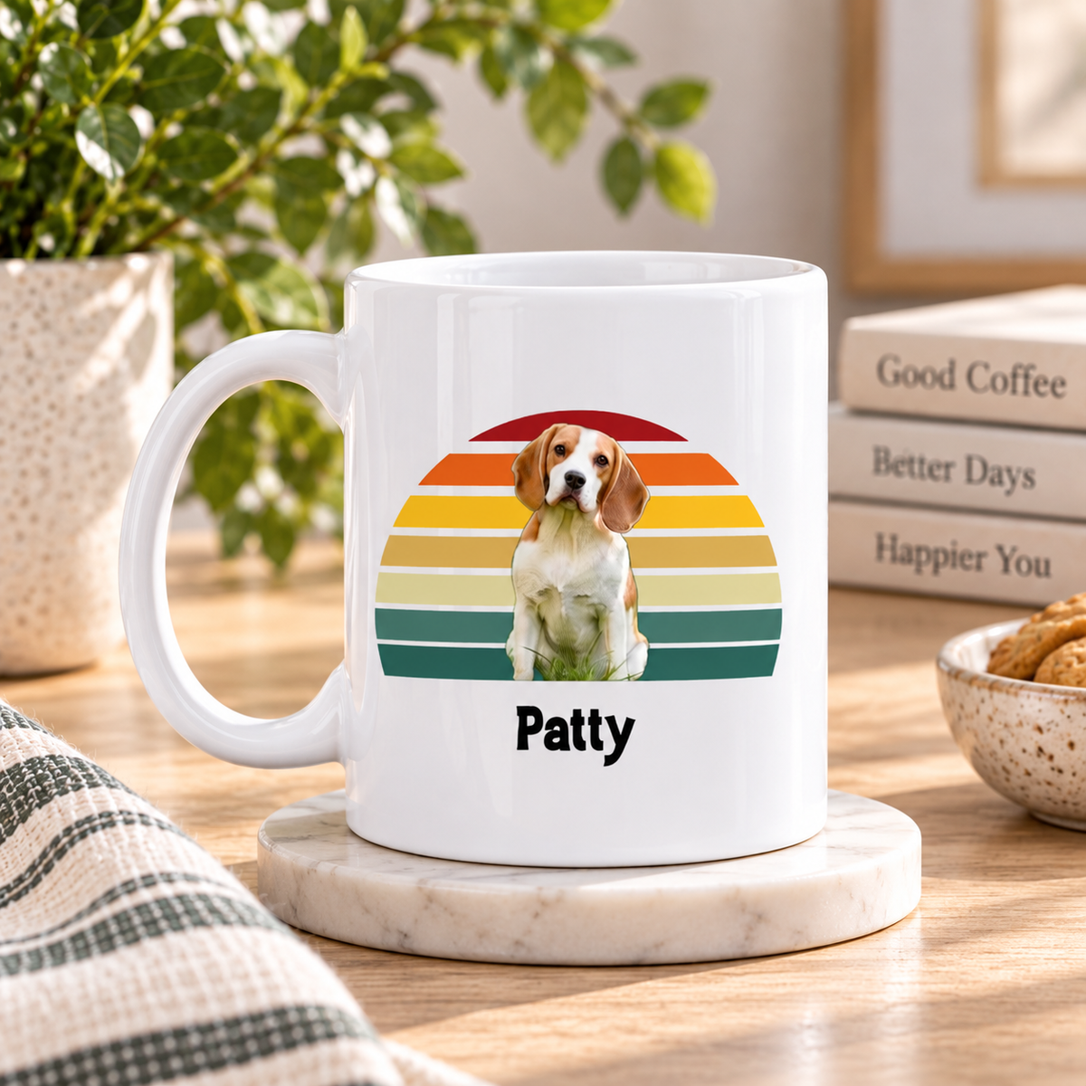 Happy Trails Personalized Dog White Ceramic Mug