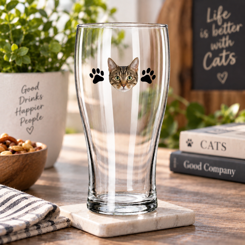 Pawfectly Yours Cat Paw Print Personalized Libbey 16 oz Pub Glass