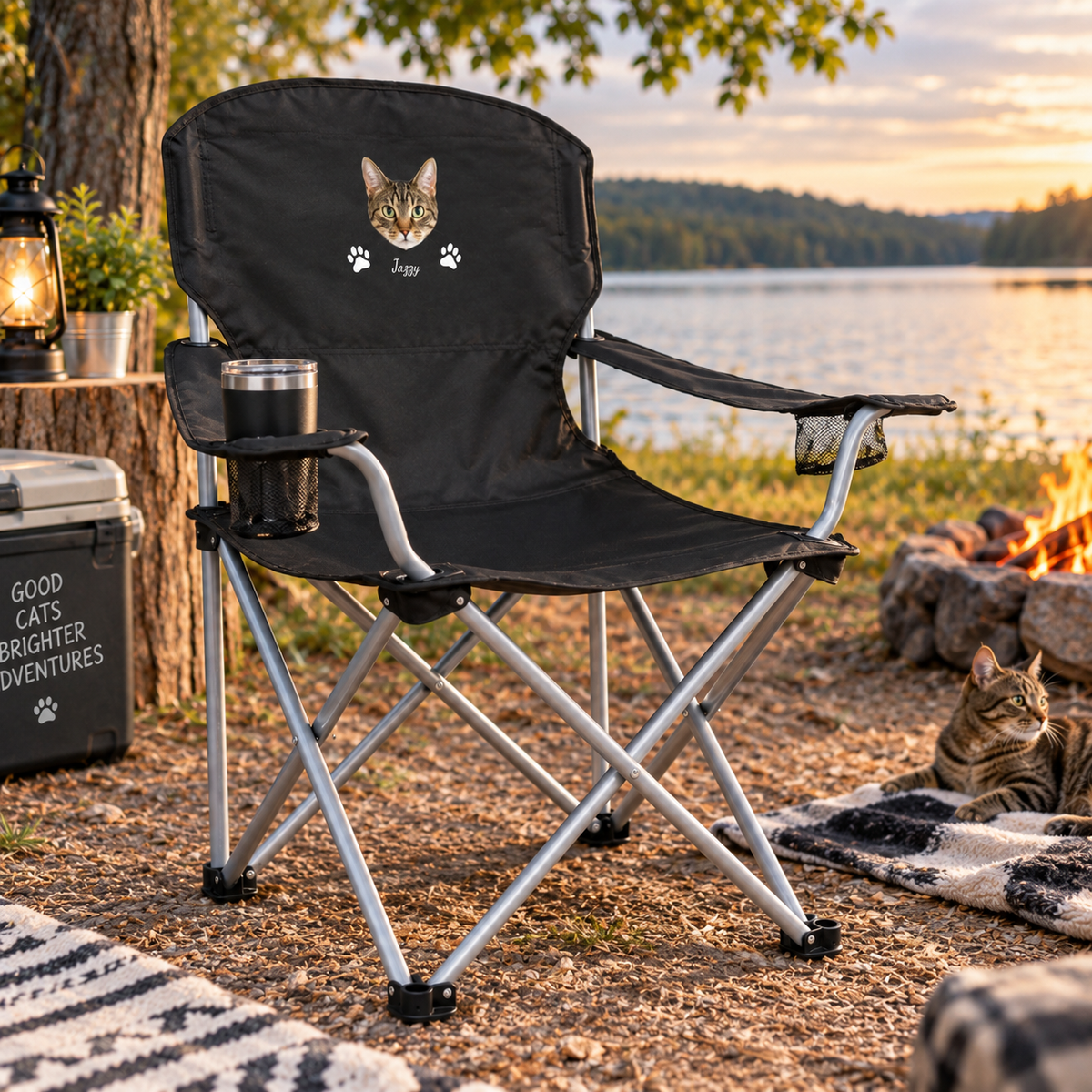 Pawfectly Yours Cat Paw Print Personalized Oversized Folding Chair