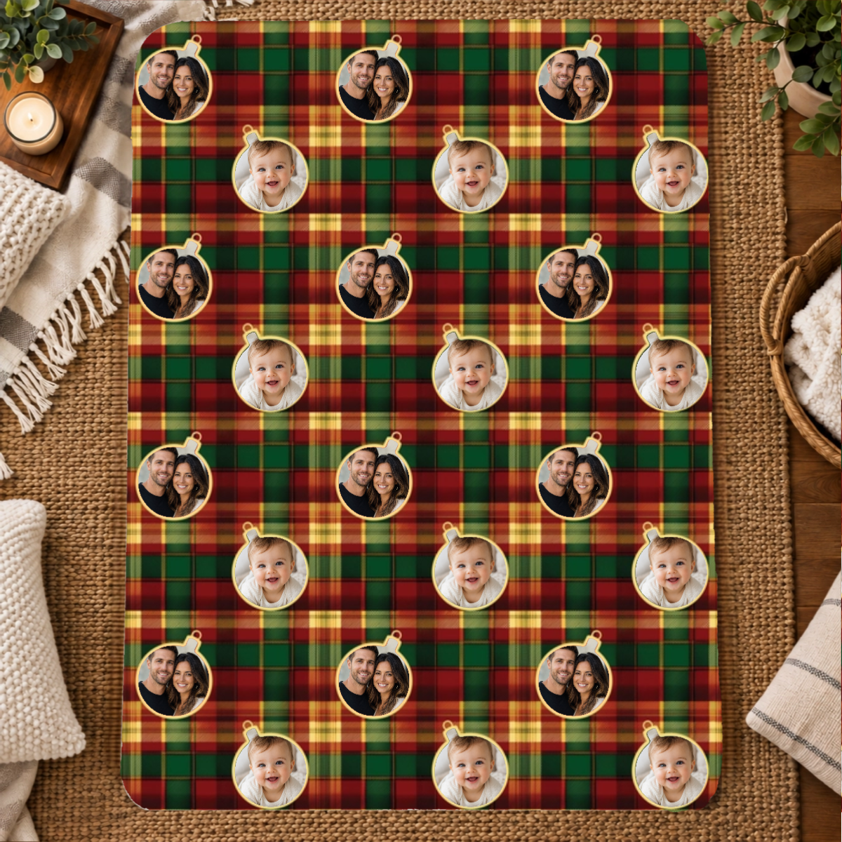 Candlelight Plaid Personalized Couple 60x80 Sherpa Blanket