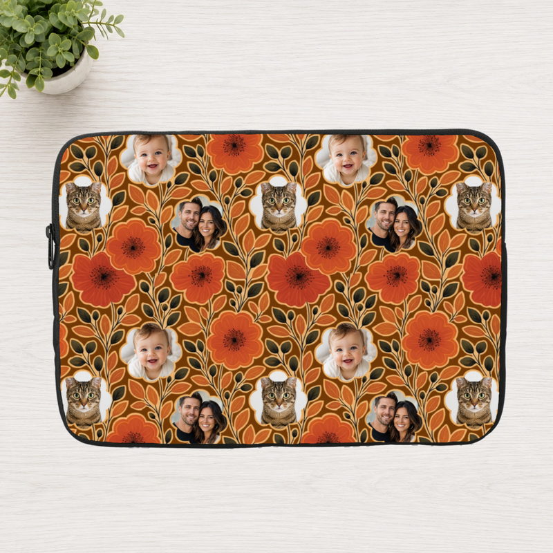 Amber Petal Radiance Personalized Couple Laptop Sleeve