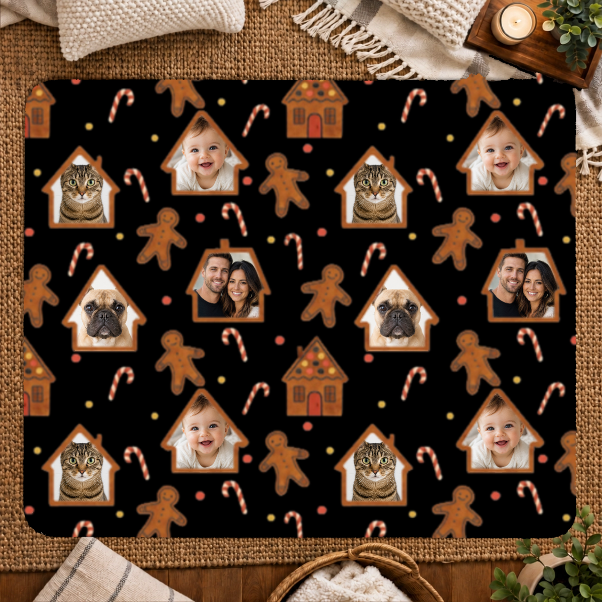 Gingerbread Lane Personalized Kid 50x60 Sherpa Blanket