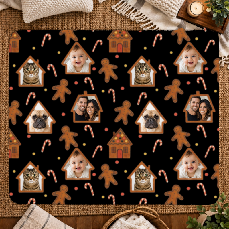 Gingerbread Lane Personalized Family 50x60 Sherpa Blanket
