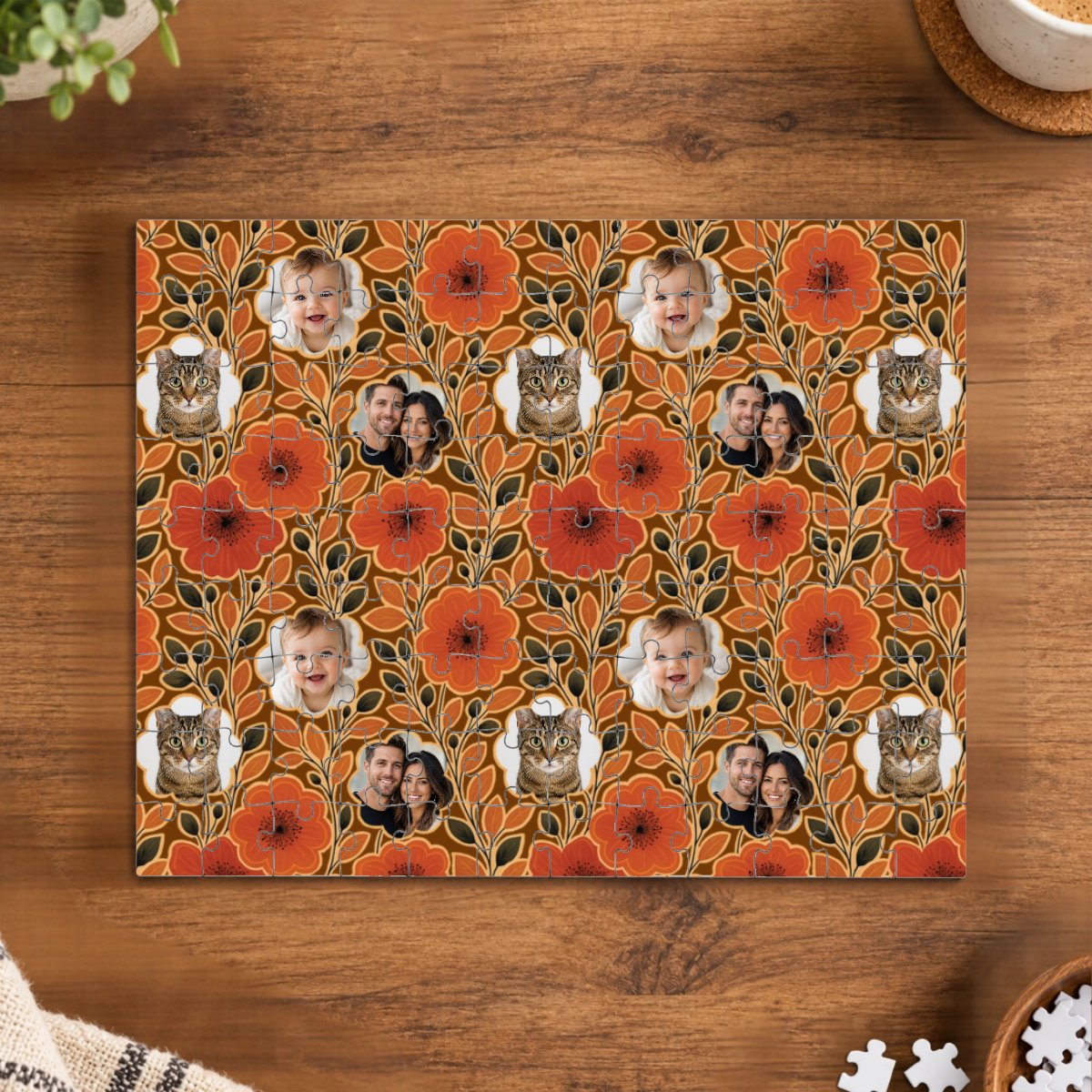 Amber Petal Radiance Personalized Cat Puzzle