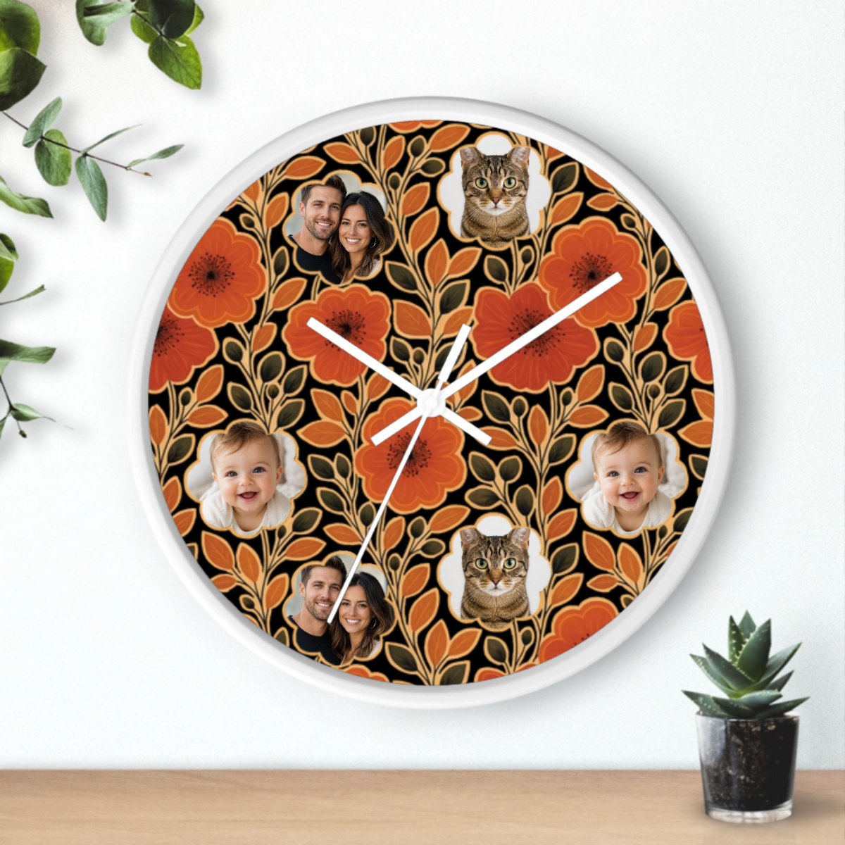 Amber Petal Radiance Personalized Kid Wall Clock