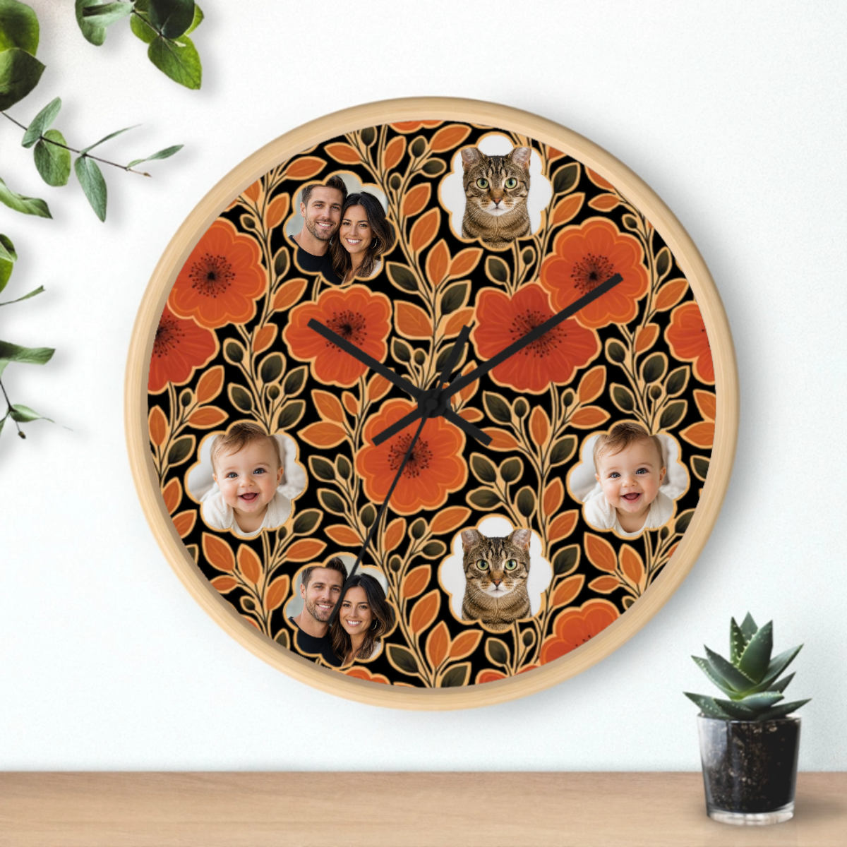 Amber Petal Radiance Personalized Kid Wall Clock