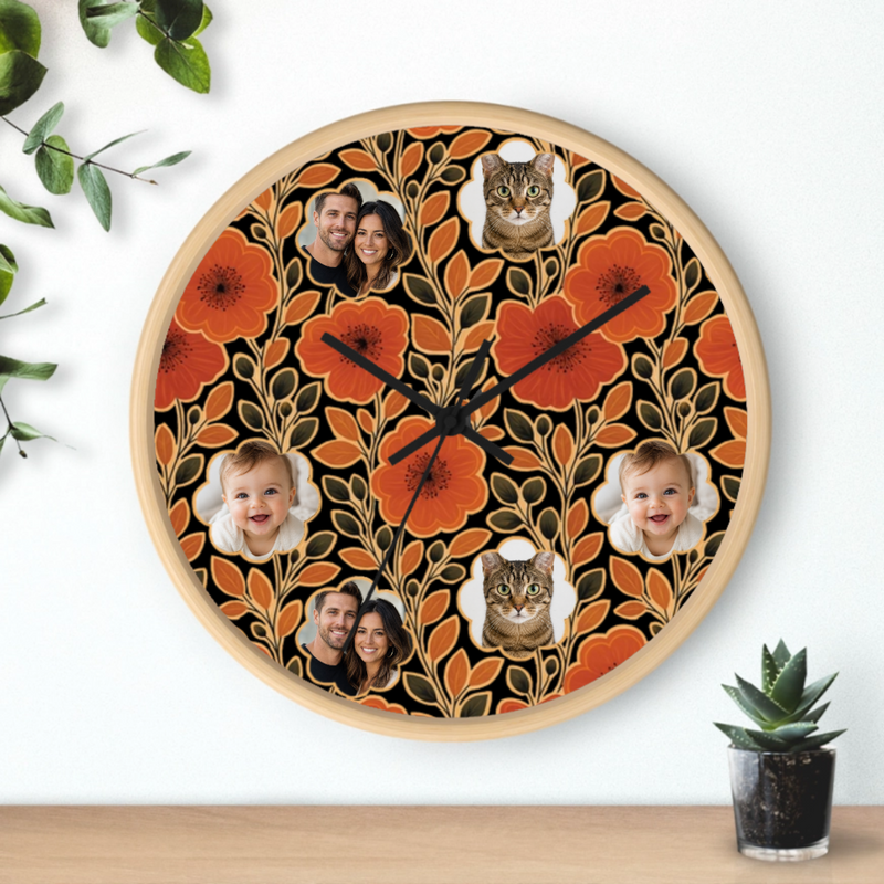 Amber Petal Radiance Personalized Kid Wall Clock