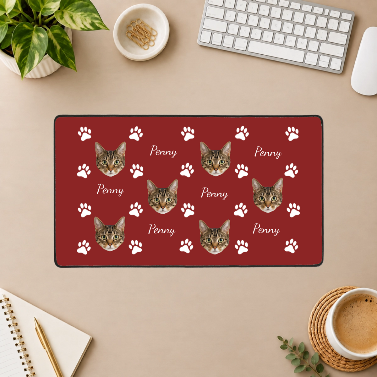 Pawfectly Yours Personalized Cat Black Stitched Desk Mat