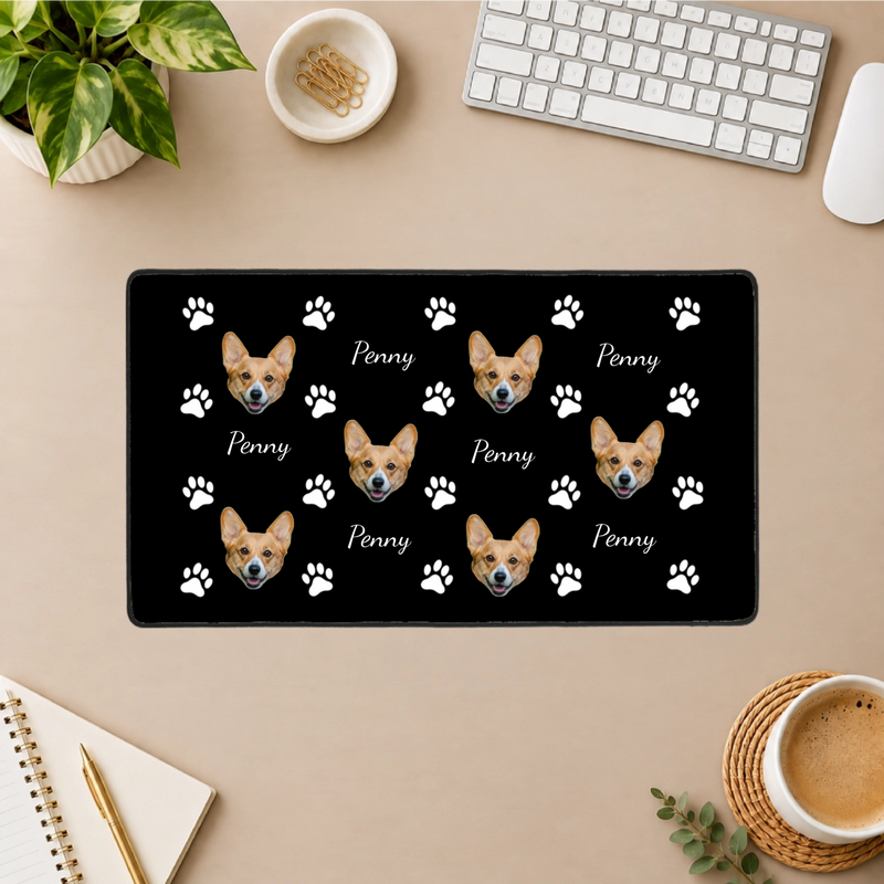 Pawfectly Yours Personalized Dog Black Stitched Desk Mat