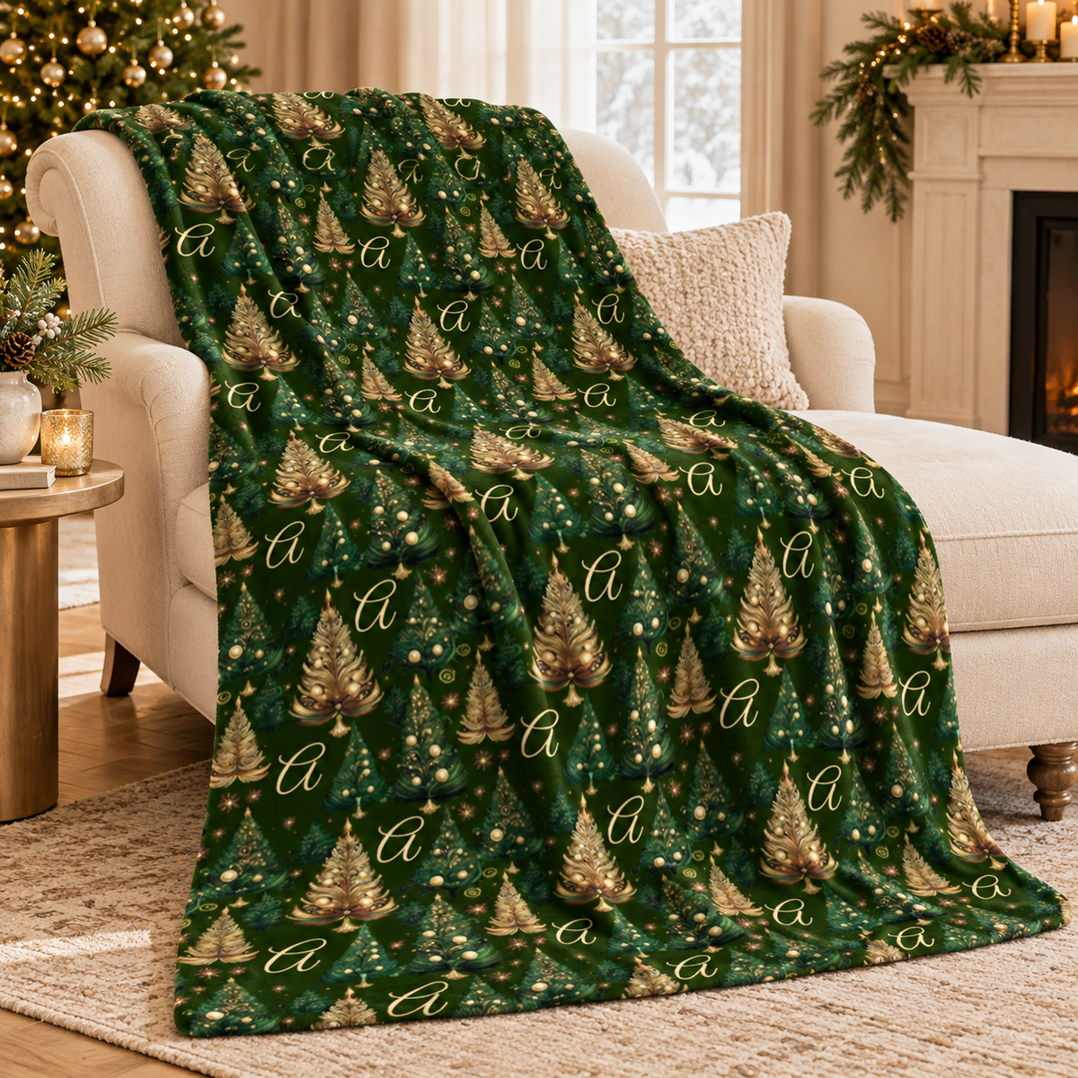 Enchanted Christmas Grove Personalized 60x80 Sherpa Blanket