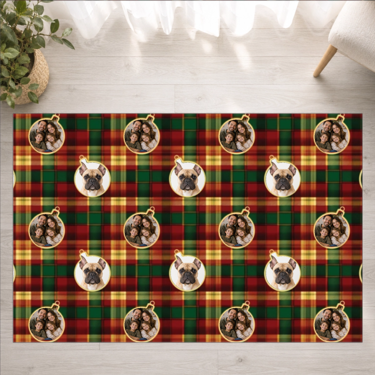 Candlelight Plaid Personalized Family Washable Rug
