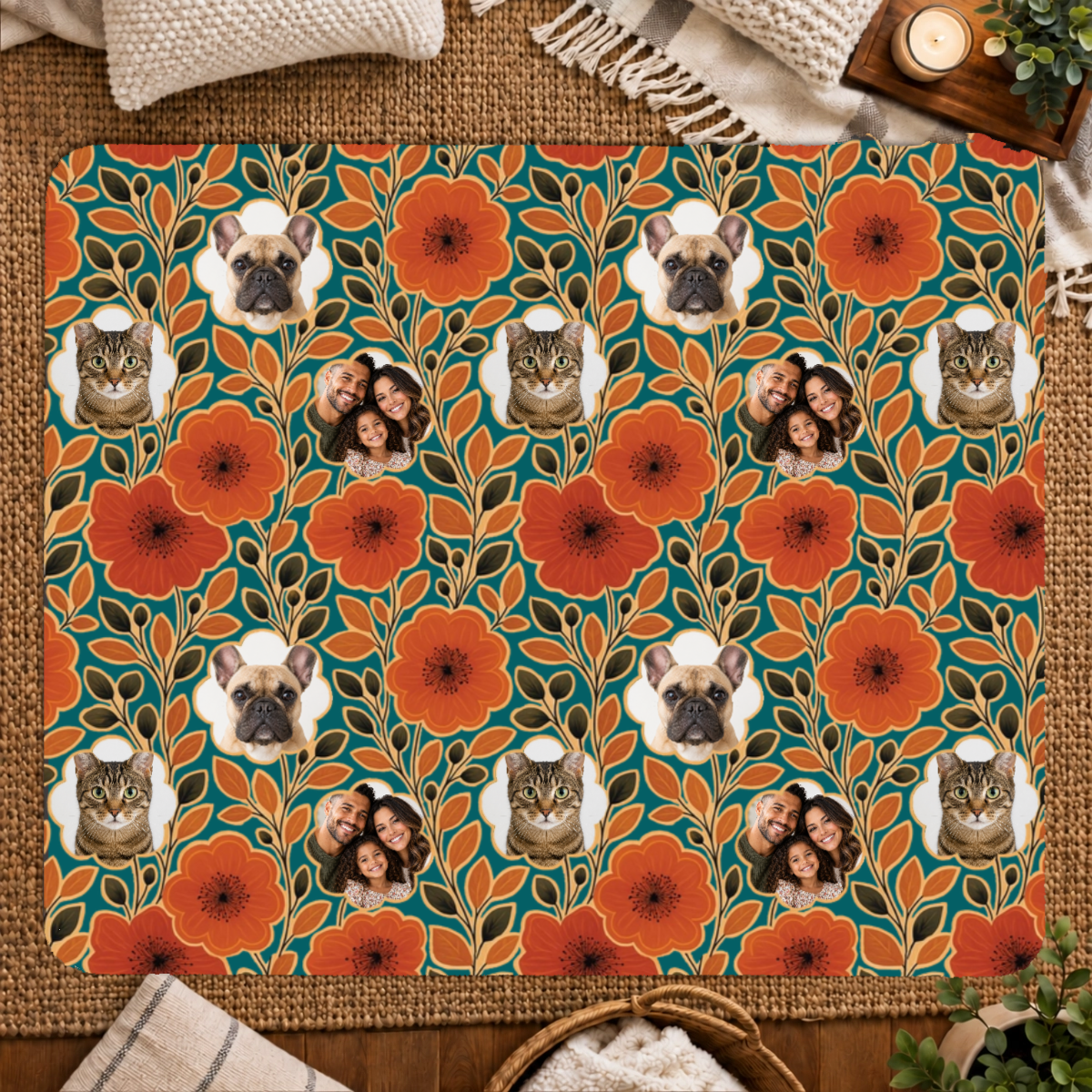 Amber Petal Radiance Personalized Family 50x60 Sherpa Blanket