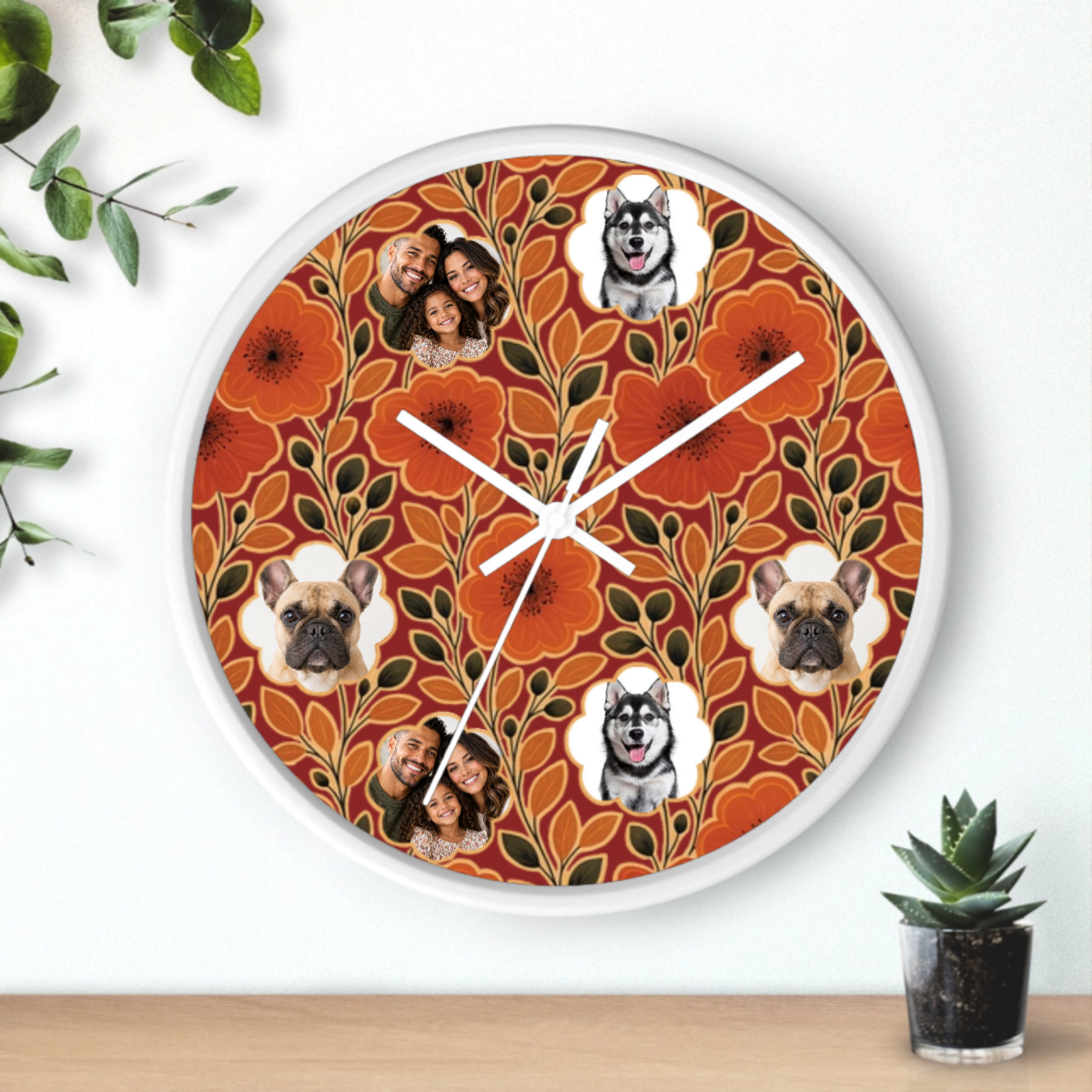 Amber Petal Radiance Personalized Dog Wall Clock