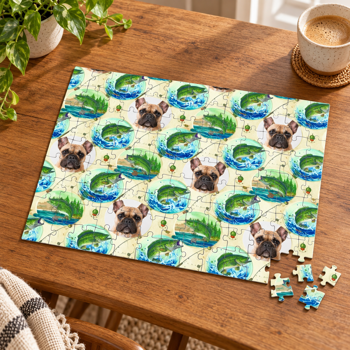Fresh Water Action Personalized Dog Puzzle