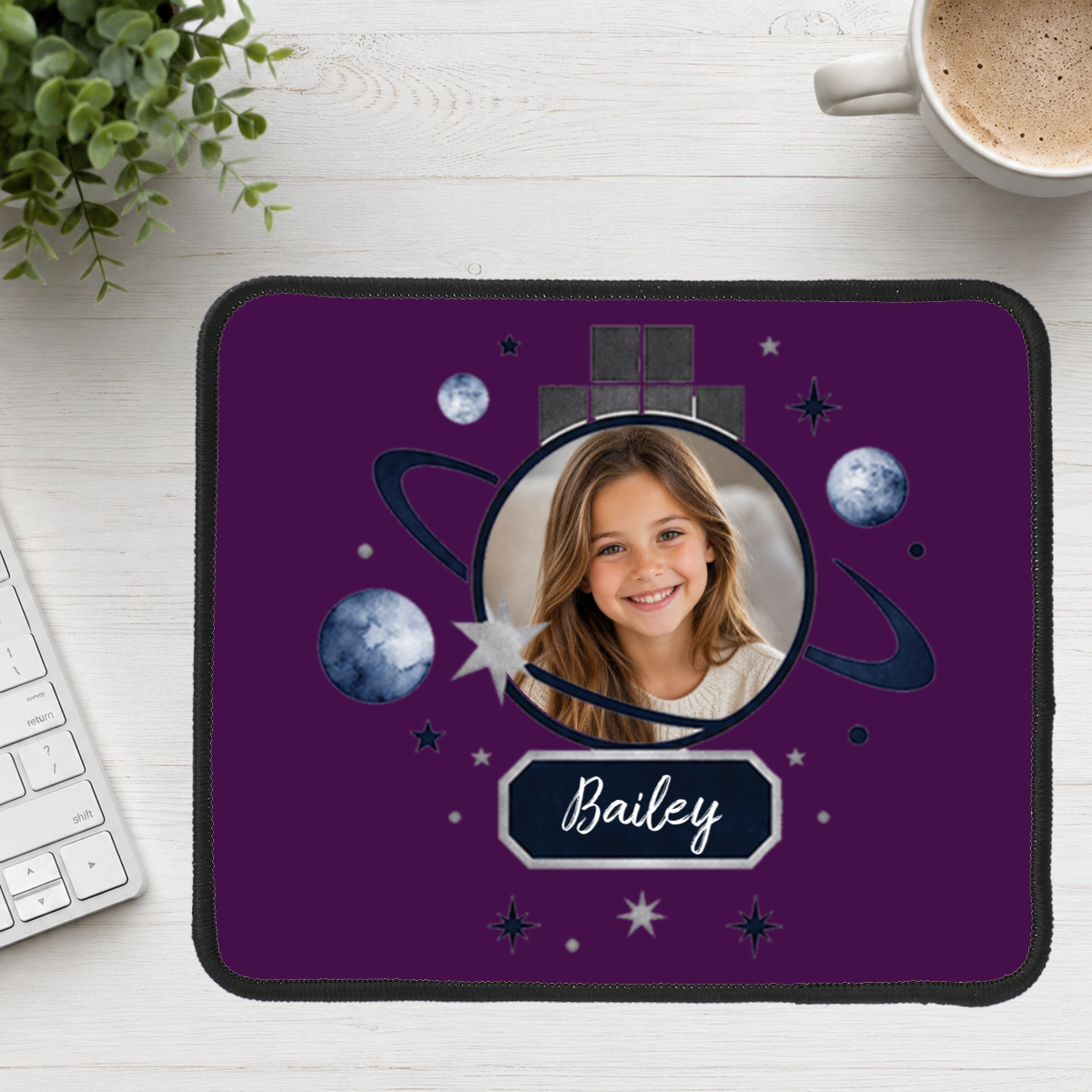 Celestial Grid & Orbit Personalized Kid Mouse Pad