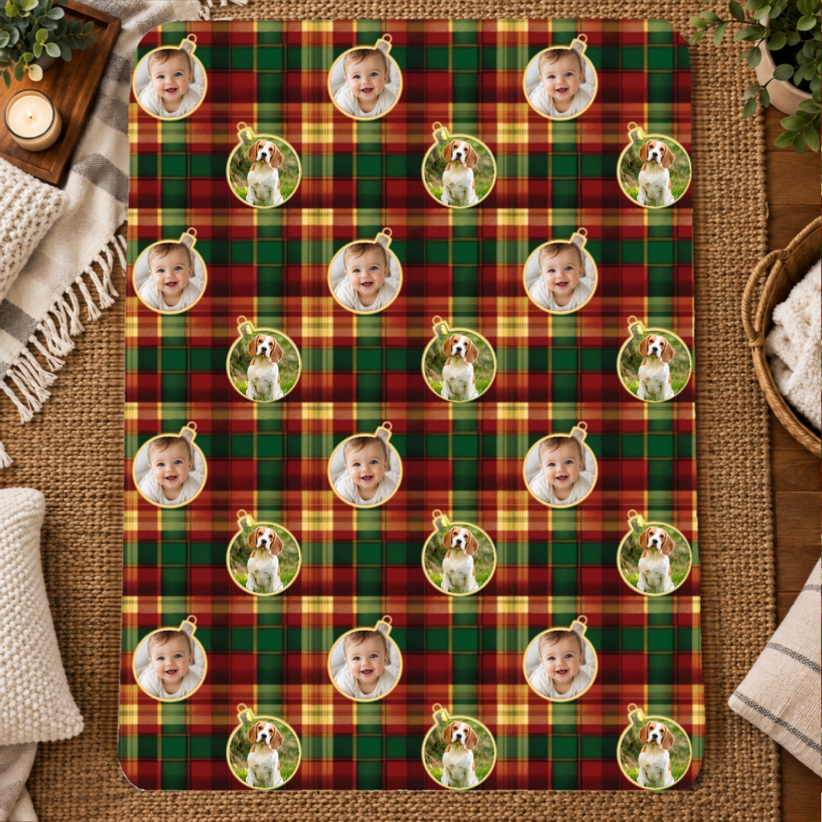 Candlelight Plaid Personalized Kid 60x80 Sherpa Blanket