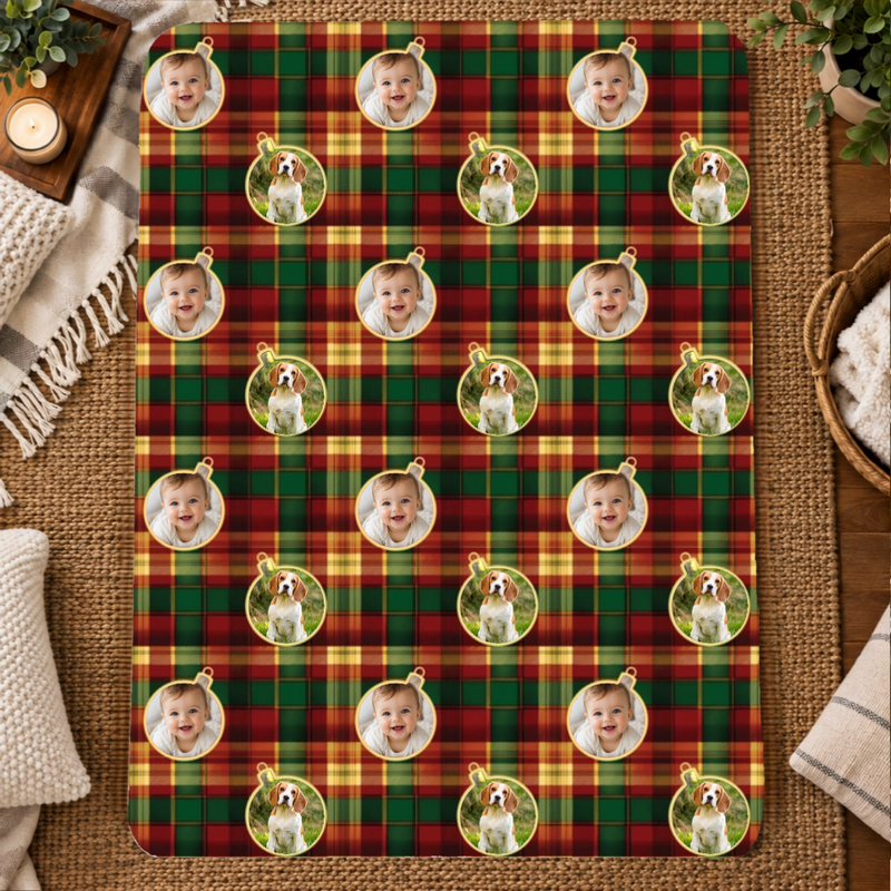 Candlelight Plaid Personalized Kid 60x80 Sherpa Blanket