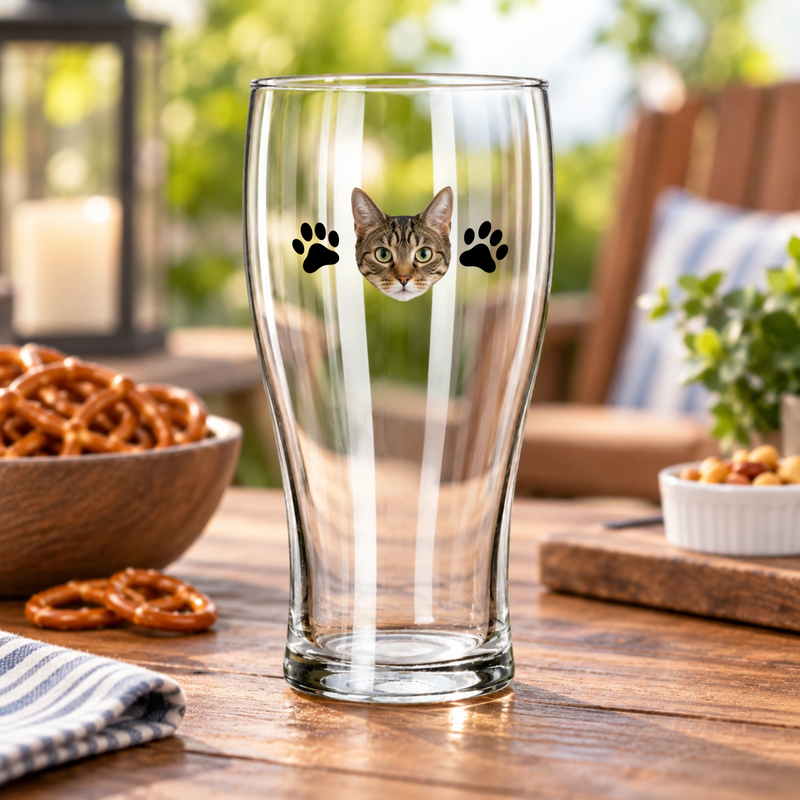 Pawfectly Yours Cat Paw Print Personalized Libbey 16 oz Pub Glass