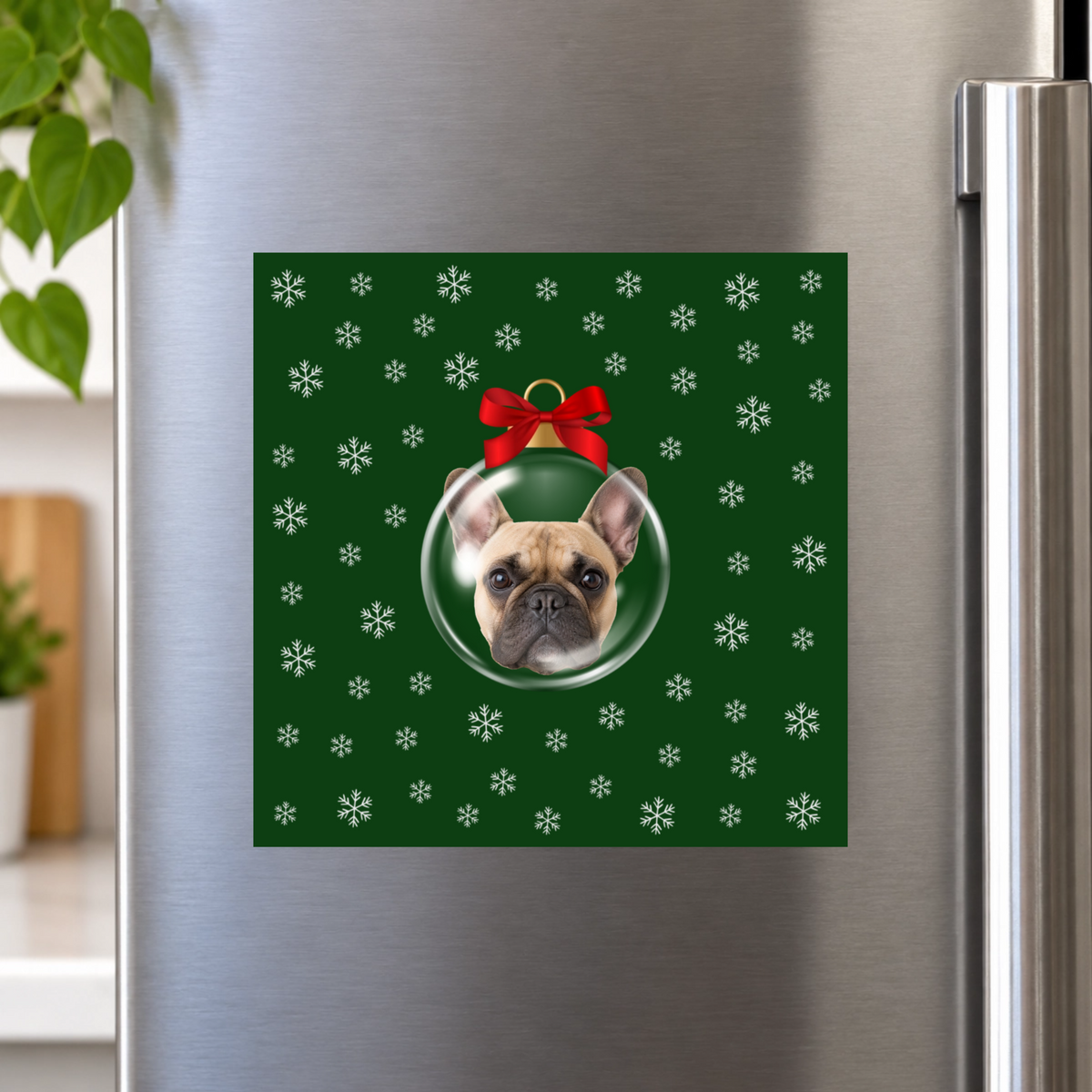 Merry & Bright Baubles Personalized Dog Magnet 6"