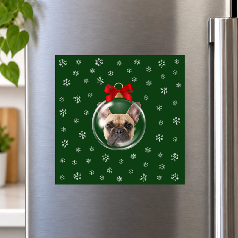 Merry & Bright Baubles Personalized Dog Magnet 6"