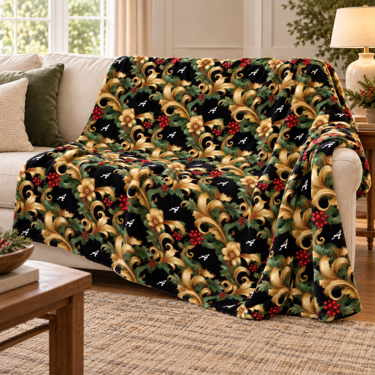 Baroque Evergreen Personalized 50x60 Sherpa Blanket