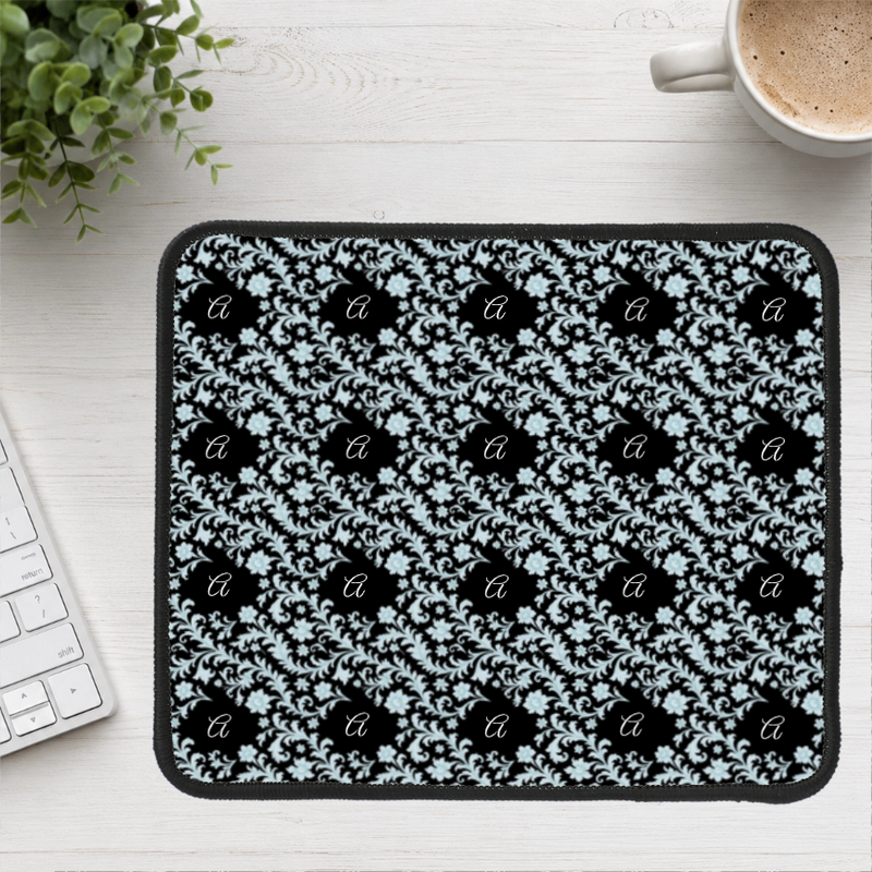 Monogram Azure Baroque Personalized Mouse Pad