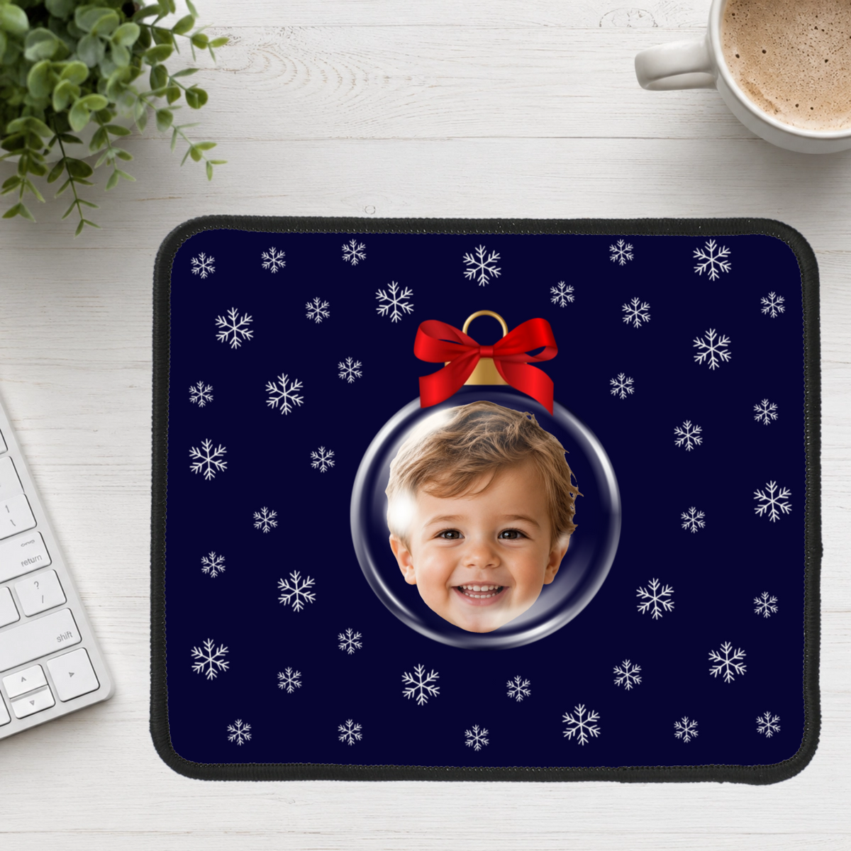 Merry & Bright Baubles Personalized Kids Mouse Pad