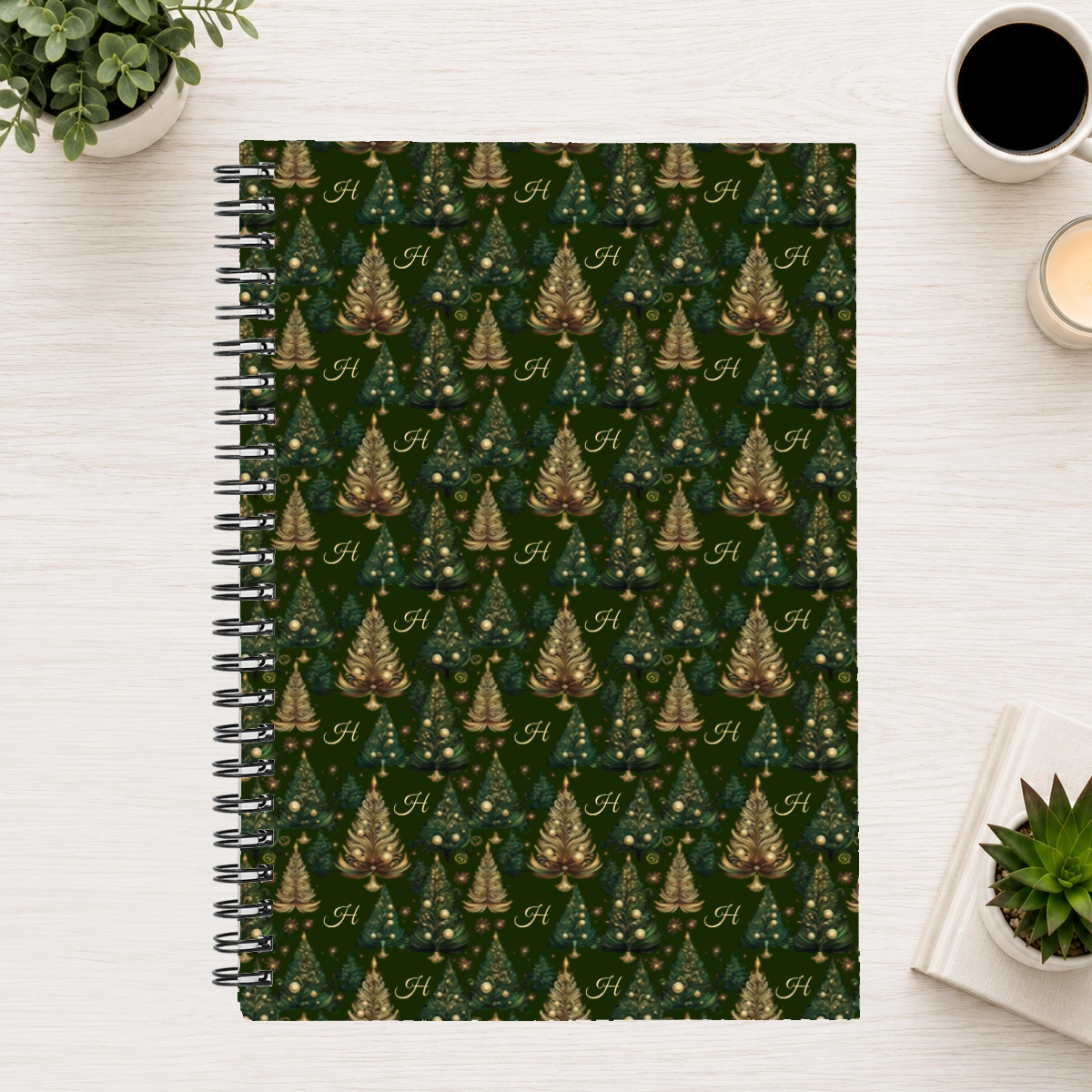Enchanted Christmas Grove Personalized 6"x8" Spiral Bound Notebook