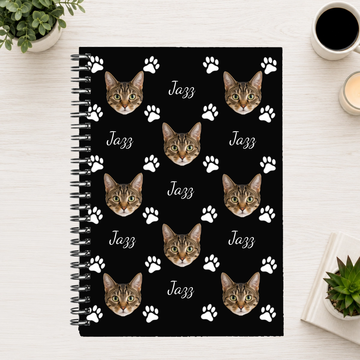Pawfectly Yours Cat Personalized 6"x8" Spiral Bound Notebook
