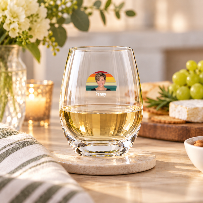 Happy Trails Personalized Stemless Wine Glass 15 oz